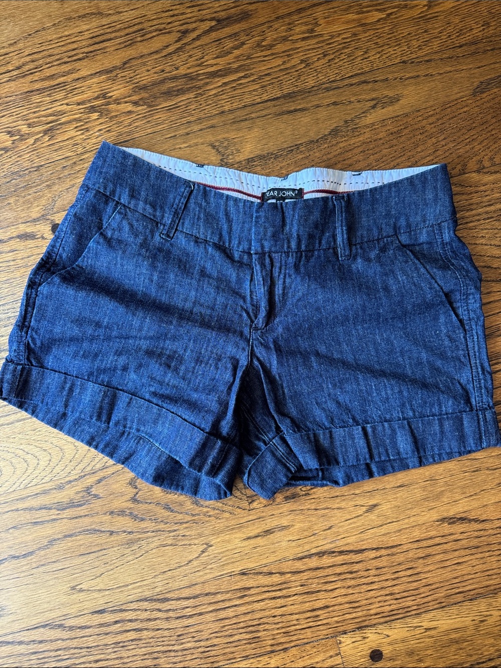 Dear John Navy Cuffed Denim Shorts